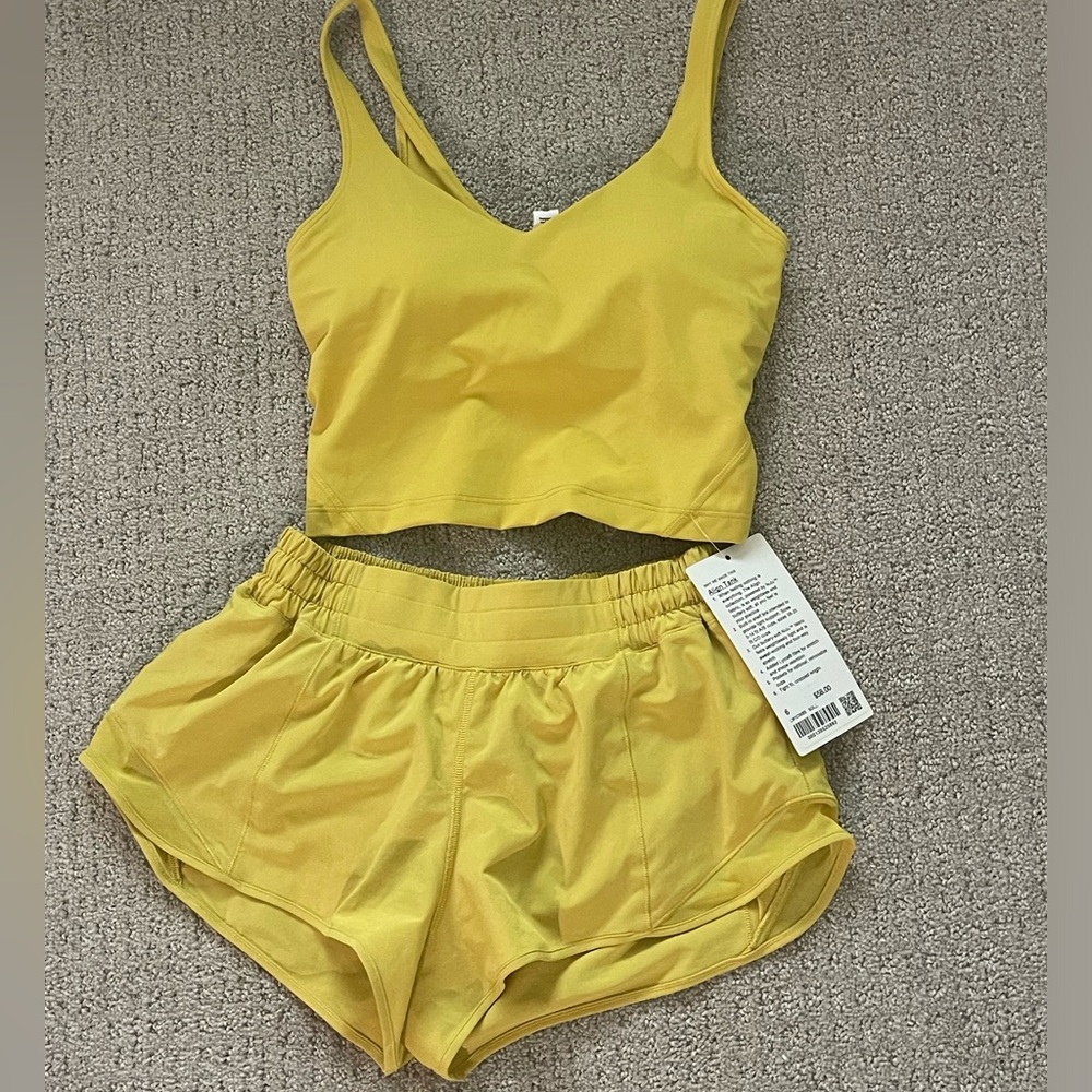 Lululemon align tank and shorts Yellow Set size 6